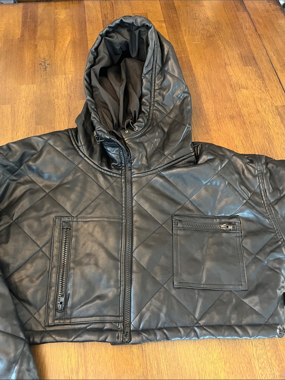 Olivaceous Black Quilted Hooded Puffer Jacket